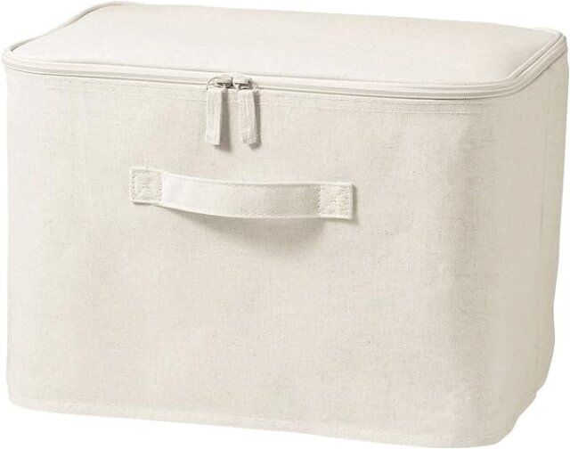 無印良品のポリエステル麻 ソフトボックス 長方形 中 フタ式