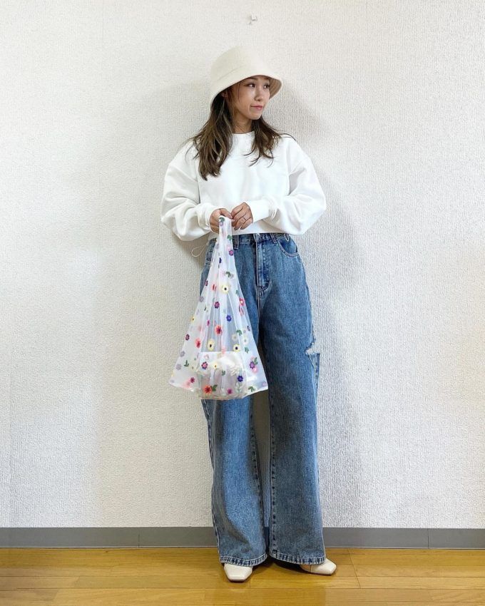 サイドカットオフデニムパンツ×GUのナチュラルの「シアーブーツ」