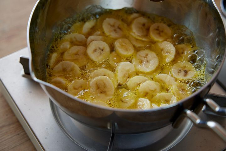 バナナに火を通す
