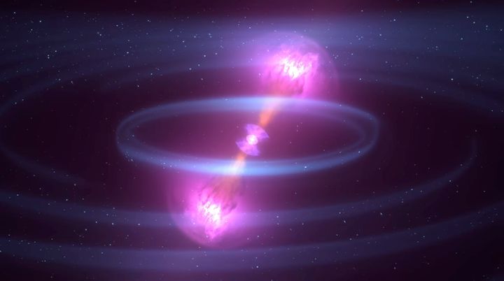 中性子星同士の衝突で発生したキロノヴァのイメージ