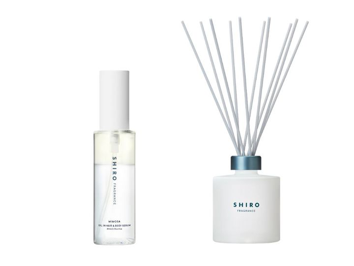 画像: ＜左から＞「ミモザ オイルインヘア & ボディセラム」￥3,414（税込）、「ミモザ フレグランスディフューザー」￥4,510（税込）