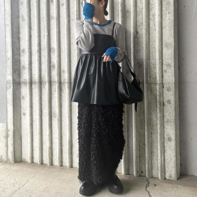 しまむらの「合皮ペプラムビスチェ」