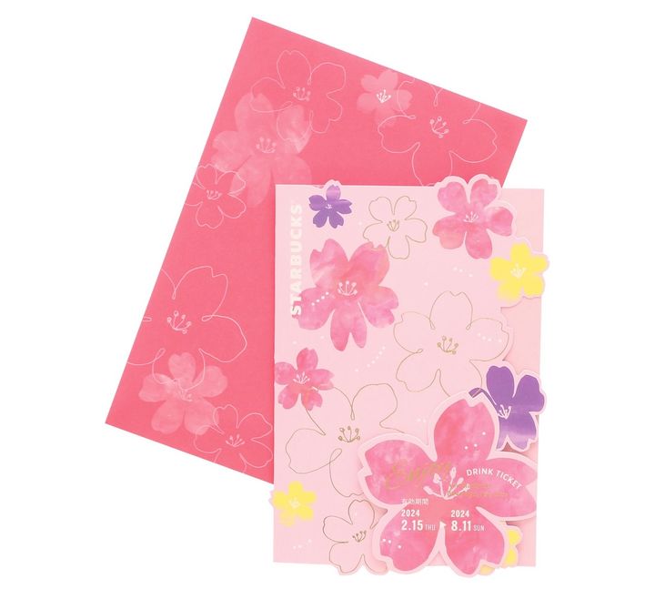 「SAKURA2024ビバレッジカードピンク」700円 【ドリンク引き換え有効期間】2024年2月20日（火）〜2024年8月11日（日） 【ドリンク交換チケット】 671円（店内利用）、658円（持ち帰り）までのドリンクと交換可能