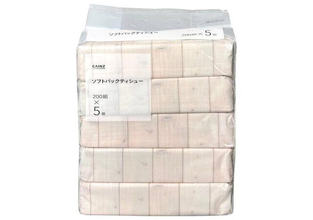 カインズのカインズ ソフトパックティシュー 200組×5個パック