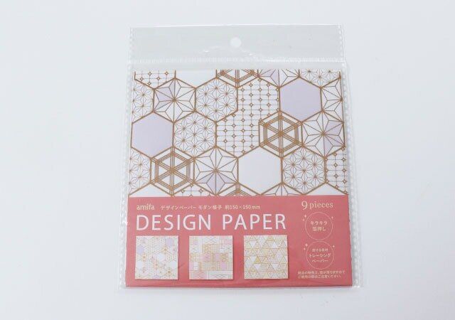 セリアのデザインペーパー 9P モダン格子のパッケージ