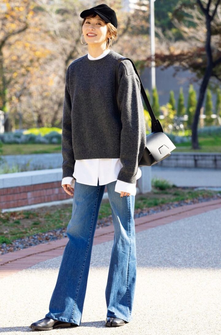 モデルじゅわさん私服スナップ マザーのデニムパンツ