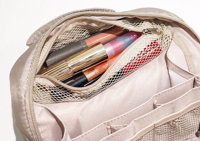 BRILMY 中身が見えて時短がかなう ズボラに優しいコスメポーチ 上部メッシュポケット