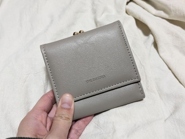 がま口ミニ財布 グレージュ