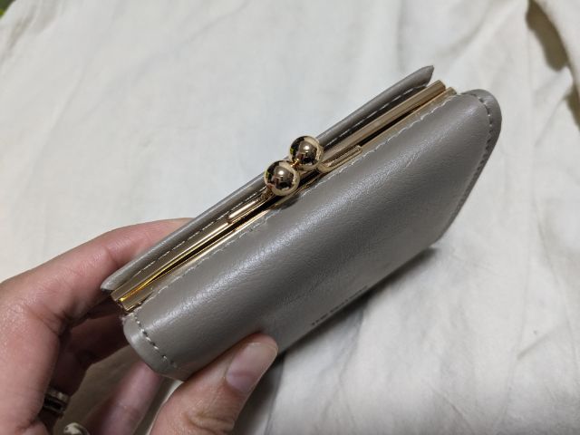 がま口ミニ財布 グレージュ