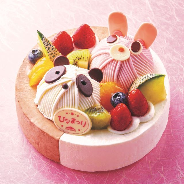 シャトレーゼ 桃の節句 2つの味が楽しめるハッピーどうぶつデコレーション