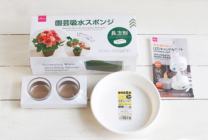 ミモザのキャンドルアレンジ