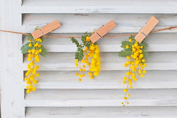 ミモザの簡単ガーランド