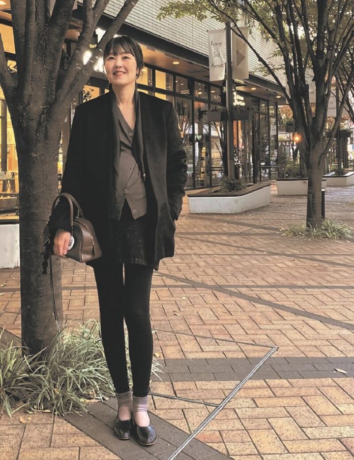 プラージュのバイヤー 福永好枝さん ブリルのジャケットにレギンスコーデ