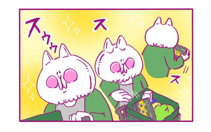 即座にカゴの中へ