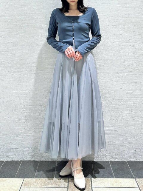 春のチュールスカートコーデ