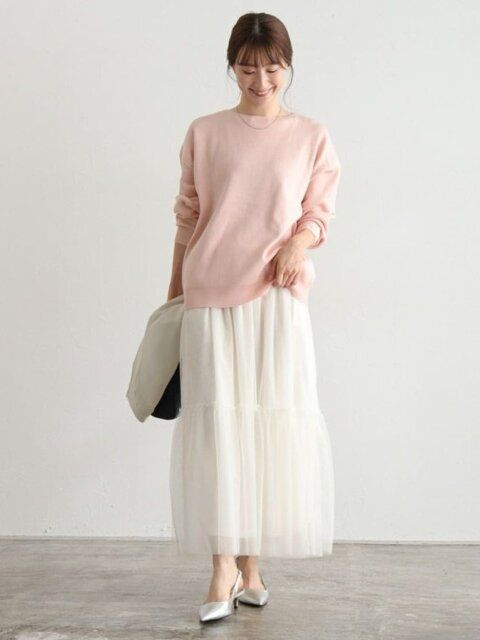 春のチュールスカートコーデ