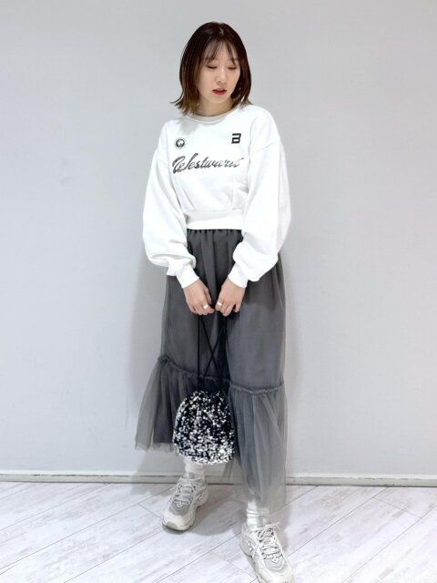 春のチュールスカートコーデ