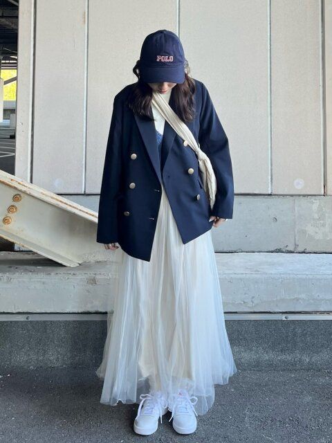 春のチュールスカートコーデ