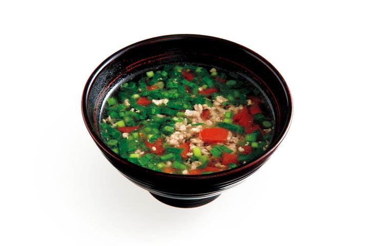 香りと酸味が秀逸！“豚挽き肉とにらのすまし汁”