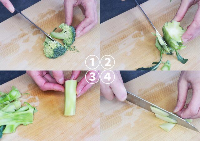 ブロッコリーとウィンナーとエリンギのカルボ風ソース絡め レシピ ブロッコリーを切る