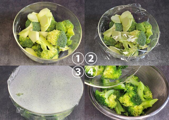 ブロッコリーとウィンナーとエリンギのカルボ風ソース絡め レシピ ブロッコリーをレンチンする