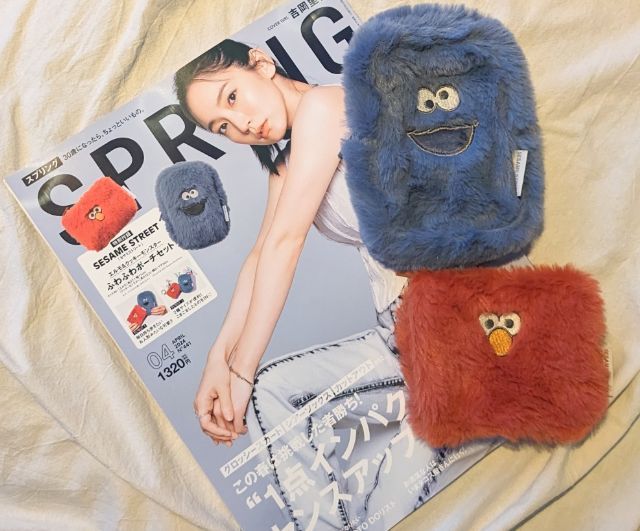 セサミストリート エルモ＆クッキーモンスターのふわふわポーチセット