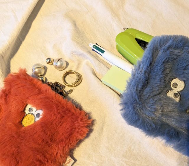 セサミストリート エルモ＆クッキーモンスターのふわふわポーチセット