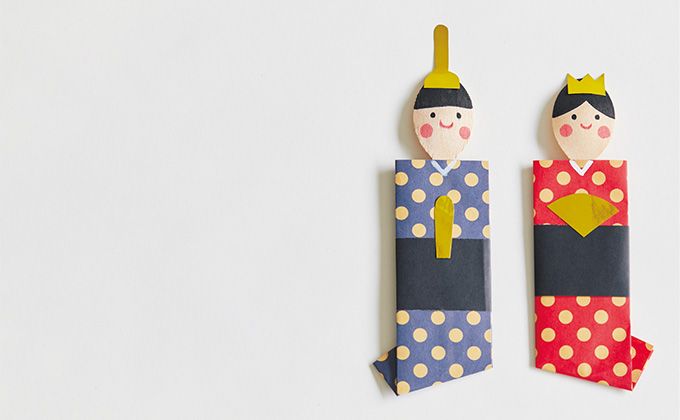 100円ショップの木のスプーンでつくる「おひなさま」の画像1