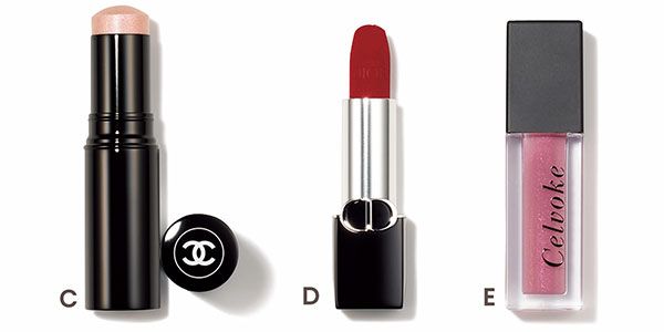 【C】ボーム エサンシエル【D】ルージュ ディオール【E】モイステン リップドロップ