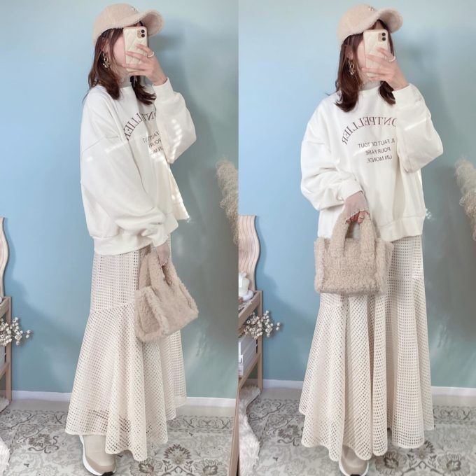 しまむらの「裏起毛刺繍ロゴプルオーバー」