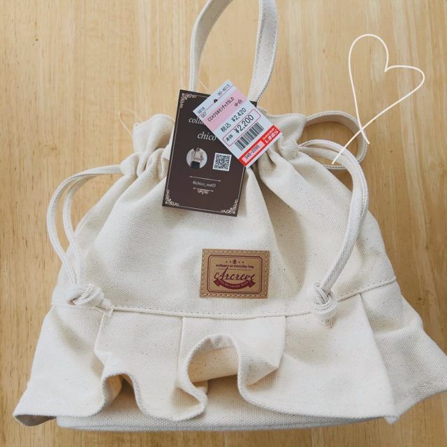 デニムフリル巾着バッグ