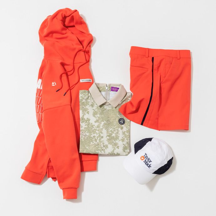 テイストミックスが新鮮！ 着まわしに万能な花柄ゴルフポロシャツ