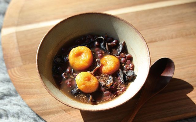 やさしい甘さの「かぼちゃ団子とあずきのスープ」