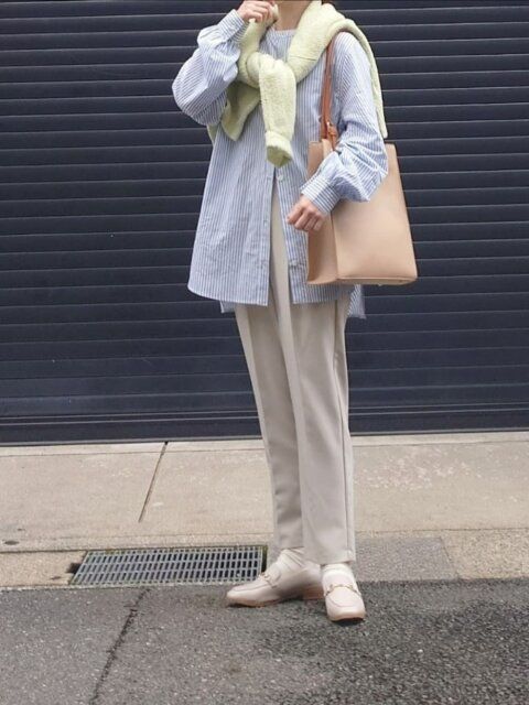 ストライプシャツコーデ