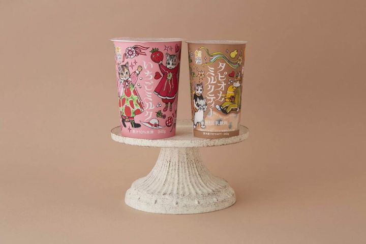 「ウチカフェ いちごミルク 340g」238円、「ウチカフェ タピオカミルクティー 240g」238円