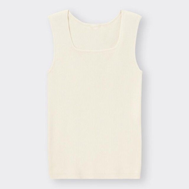 GU リブニットスクエアネックタンクトップ