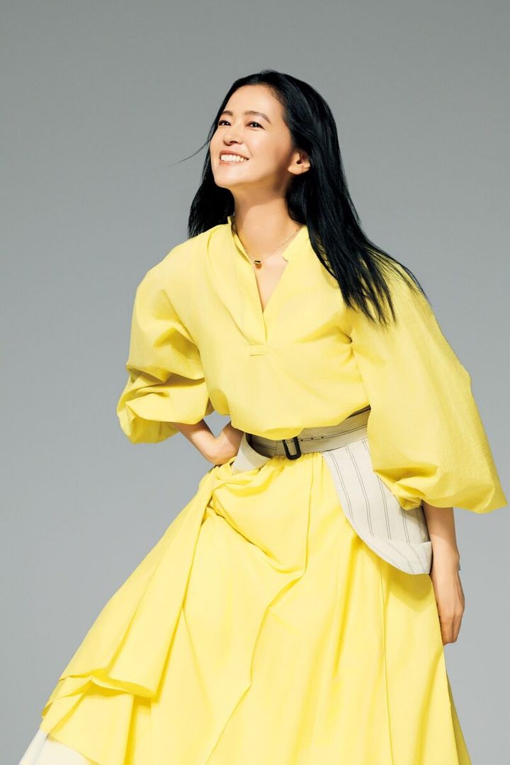 ドメル ナイロンコットンのタフタスカート トレンドのイエロー