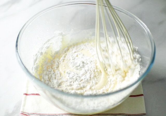 米粉ブルーベリーマフィン レシピ 米粉を加える