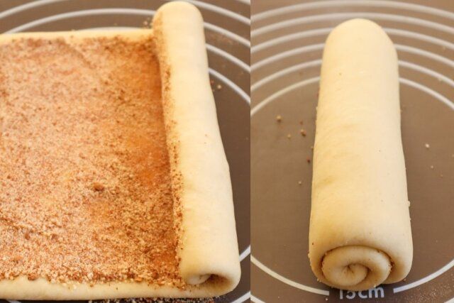 北欧風シナモンロール レシピ 生地を巻く