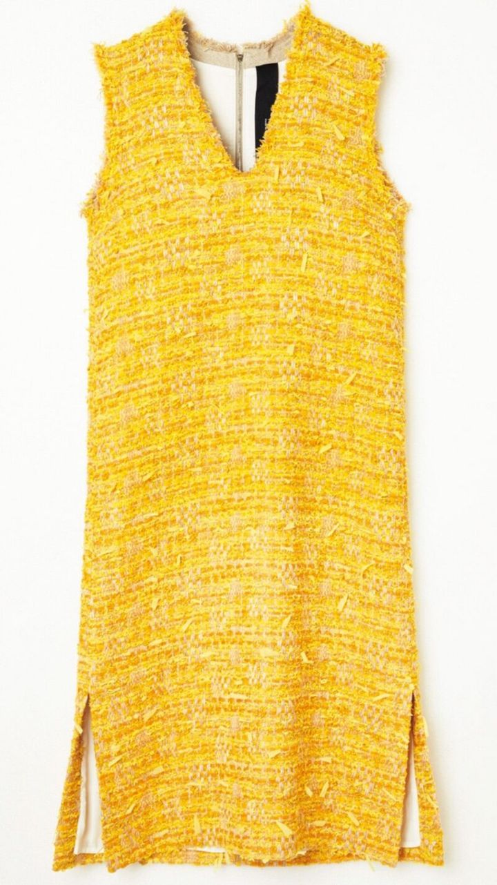 ドメルのカナリアイエローのツイードワンピース