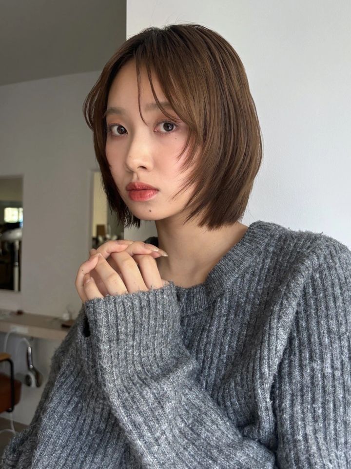 ボブ ヘア 髪型 ヘアスタイル 大人 前髪なし