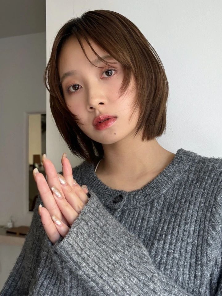 ボブ ヘア 髪型 ヘアスタイル 大人 前髪なし