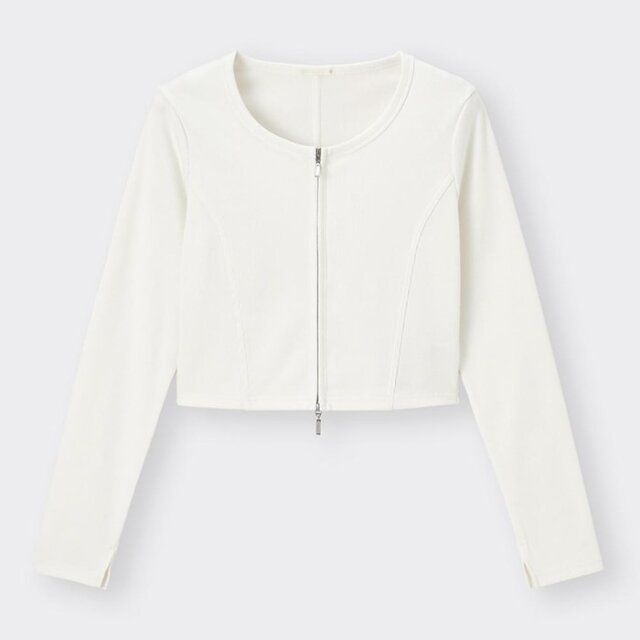 GU リブダブルジップカーディガン