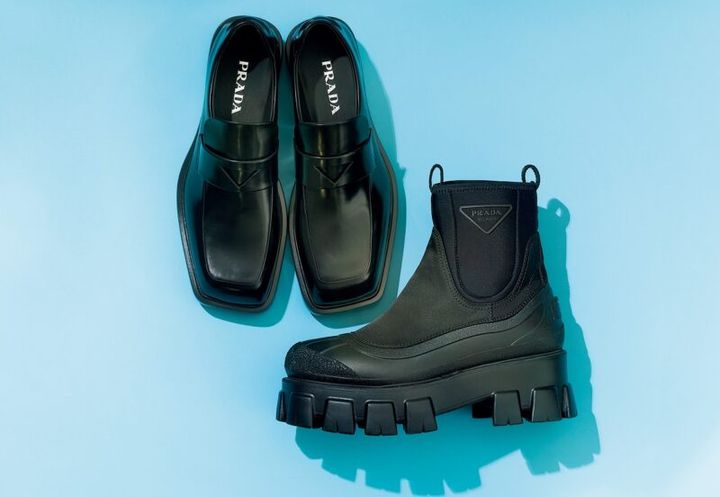 プラダ ブラッシュドレザー ローファー、プラダ モノリス Re-Nylonギャバジン ブーツ