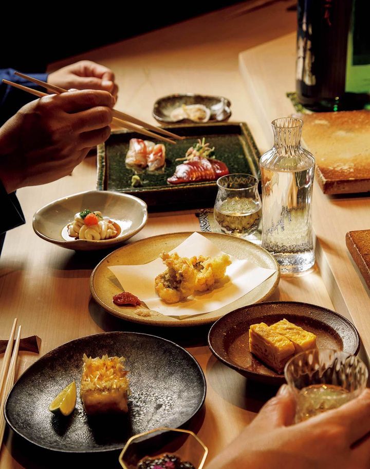 東銀座『鮨 いつつ』の10品前後のつまみの一例