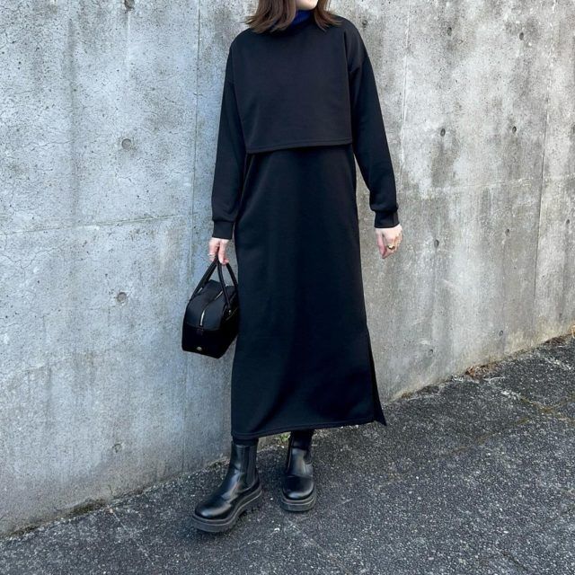 2wayワンピコーデの女性黒1