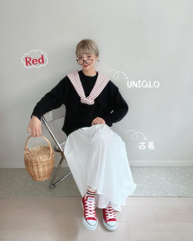 ボーダーコーデの女性1