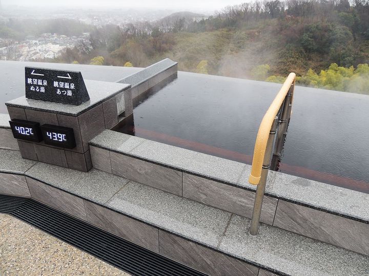 あつ湯とぬる湯、それぞれの温度が示してあります