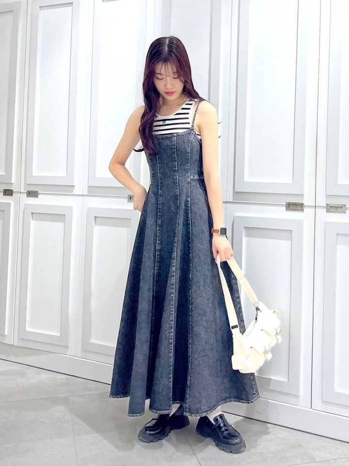【るう】Heather デニムジャケット 半袖＋デニムワンピース デニムワンピース 半袖 デニムワンピ シャツ ワンピース 半袖