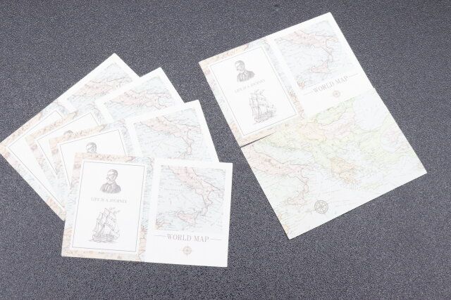 セリアのドール ペーパーアイテム 6Pの地図風デザイン